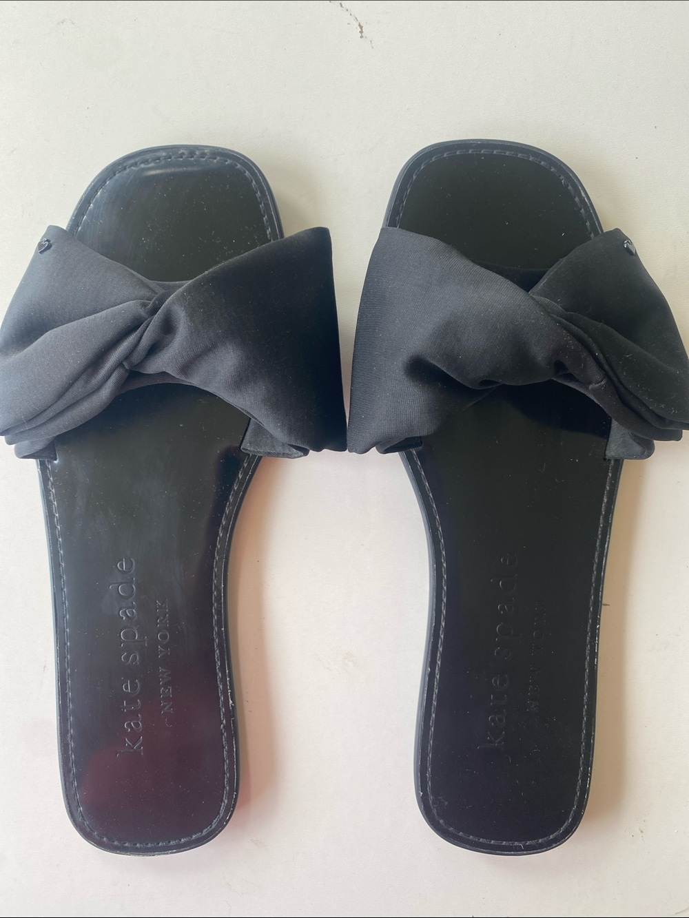Kate Spade Bikini Signature Bow Slide Sandal Black Sz 9.5